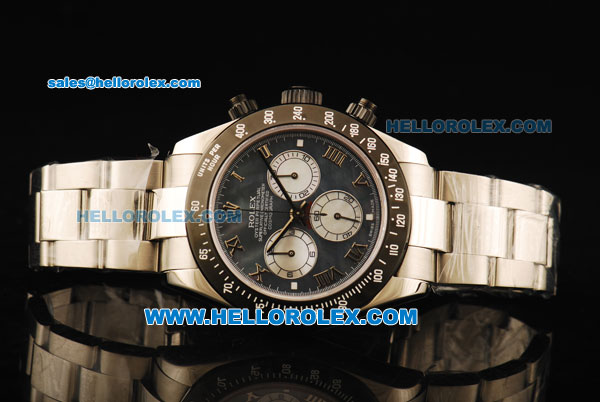 Rolex Daytona Chronograph Swiss Valjoux 7750 Automatic Movement Steel Case with Roman Numerals and Black Bezel - Click Image to Close